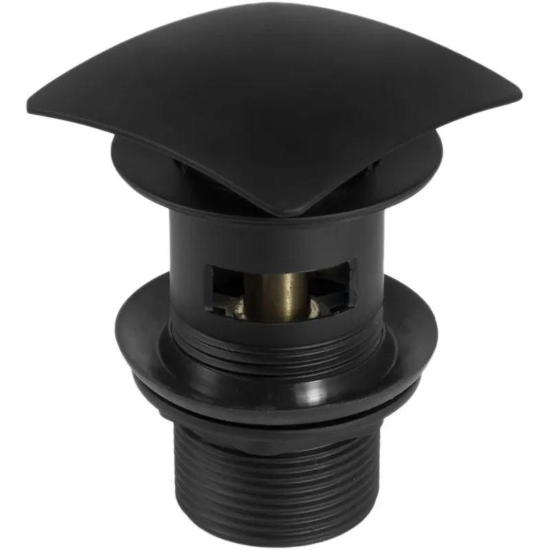 Ventil lavoar baie click-clack cu preaplin patrat negru mat Deante
