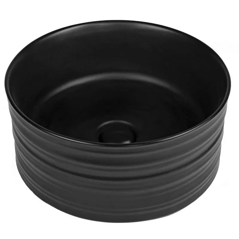 Lavoar pe blat negru mat 41 cm, rotund, ventil inclus, Fluminia My Black Circle