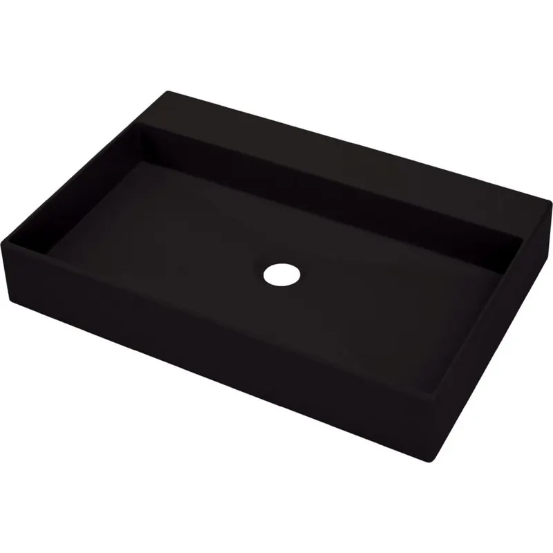 Lavoar pe blat negru mat din compozit 60 cm, dreptunghiular, Deante Correo