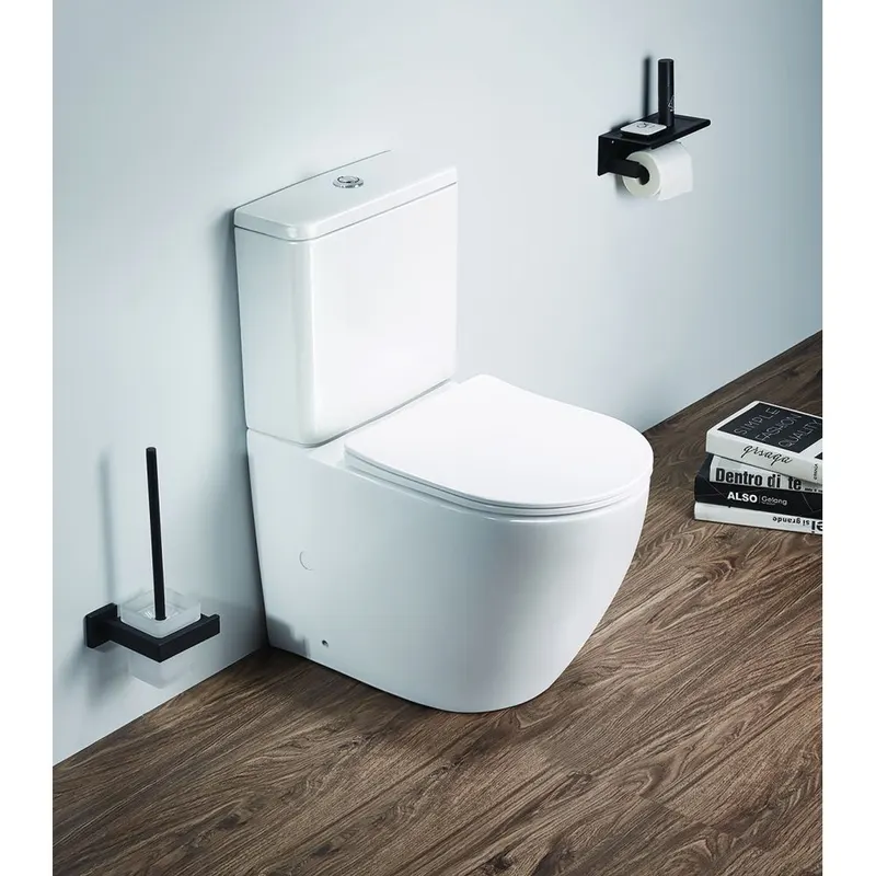 Set vas wc stativ rimless Oslo cu rezervor si capac soft close inclus, alb lucios