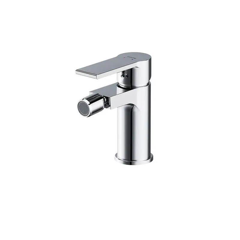 Baterie bideu din alama sanitara, pipa fixa 9,4 cm, crom lucios, cu ventil, Cersanit Brasco