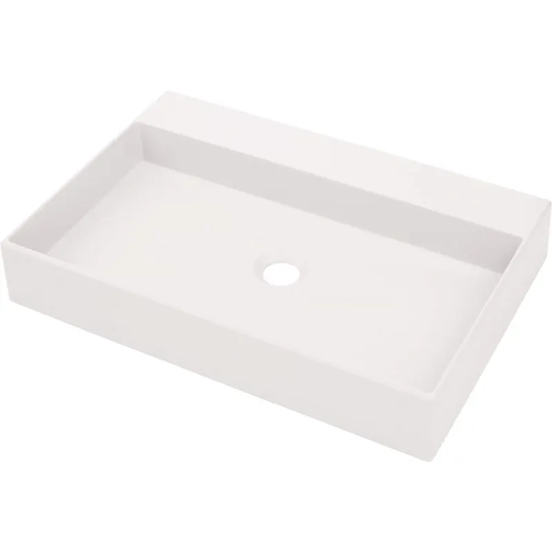 Lavoar pe blat alb mat din compozit 60 cm, dreptunghiular, Deante Correo