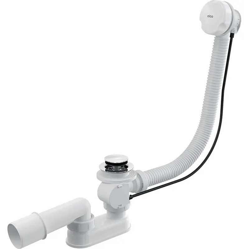 Sifon cada baie automat cu ventil, dop plastic alb O48 mm preaplin Alcadrain A51B