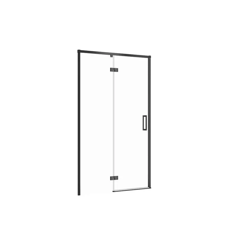 Usa sticla dus batanta 120x195 cm profil negru Cersanit Larga, montare stanga