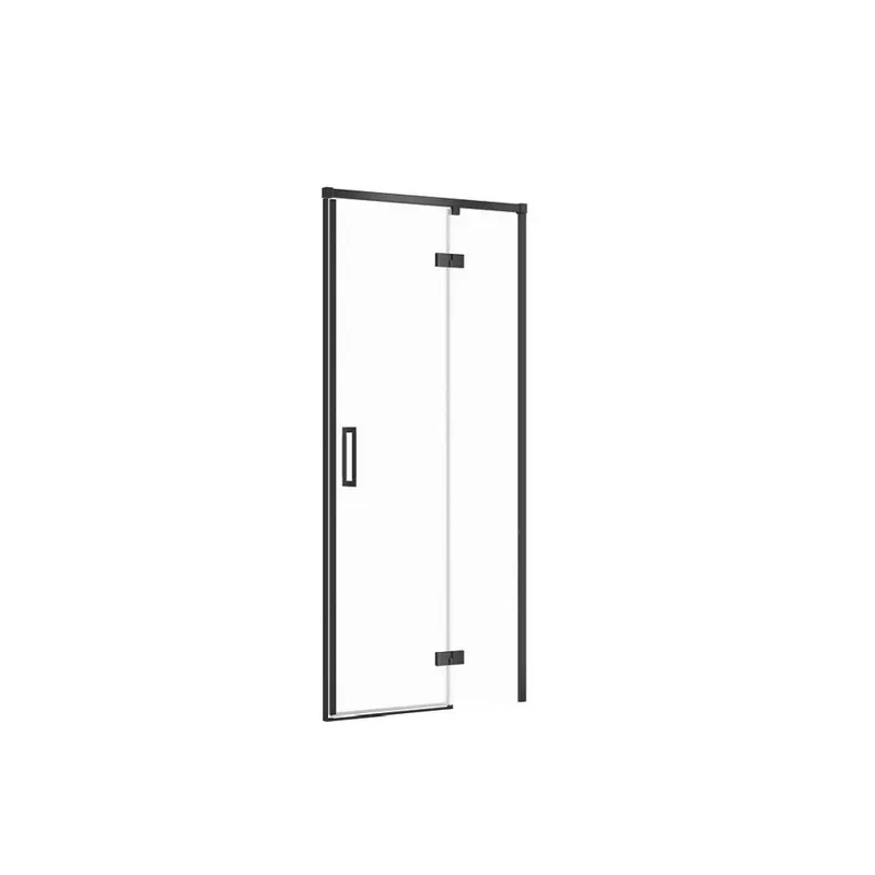 Usa sticla dus batanta 90x195 cm profil negru Cersanit Larga, montare dreapta
