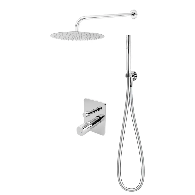 Set de dus incastrat FDesign Meandro, cu palarie rotunda, crom lucios