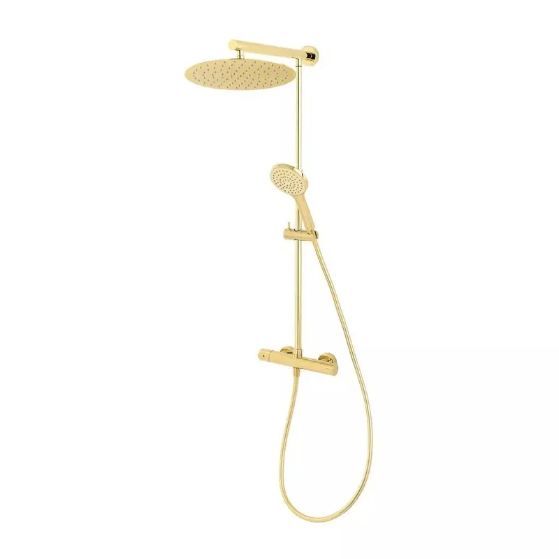 Coloana de dus FDesign Anima, baterie termostatata, auriu lucios