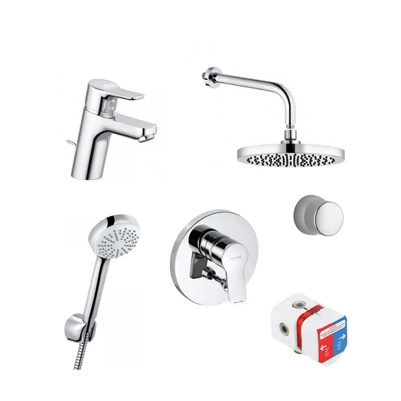 Set baie cu baterie lavoar, baterie dus, corp incastrat si set de dus Kludi, Pure Easy