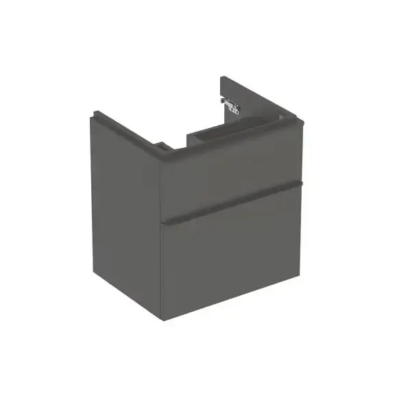 Dulap baie suspendat gri inchis lava 584x470x617 cm, 2 sertare, pentru lavoar, Geberit Smile