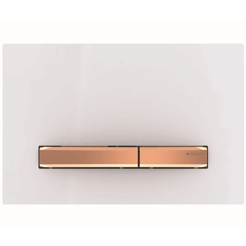 Clapeta actionare rezervor wc Geberit, alb detalii rose gold, Sigma50