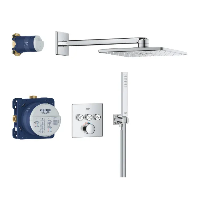 Set de dus incastrat cu baterie termostatata Grohe Grohtherm SmartControl Rainshower SmartActive 310 Cube