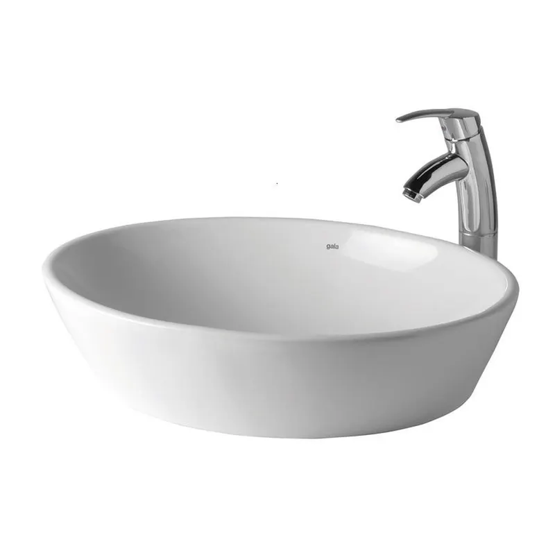 Lavoar pe blat alb 58 cm, oval, Gala Soft