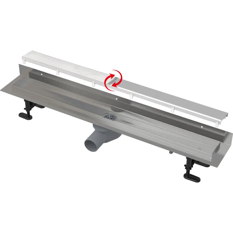 Rigola dus faiantabila cu capac doua fete si sifon iesire laterala 850 mm Alcadrain APZ23-DOUBLE9-850