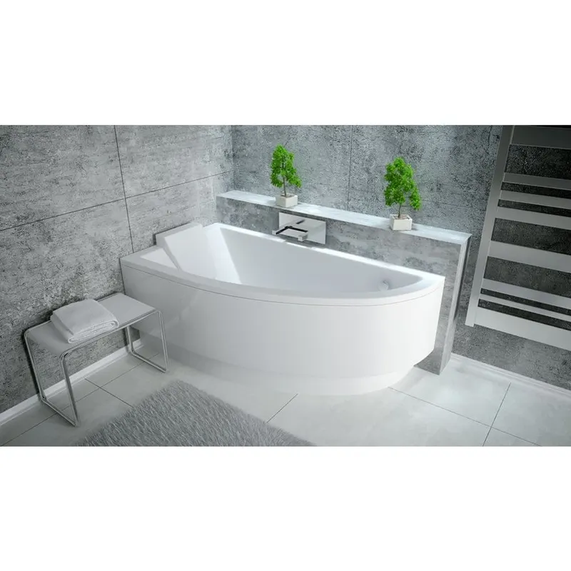 Cada baie asimetrica, acril, 150 x 70 cm, orientare stanga, Besco Praktika