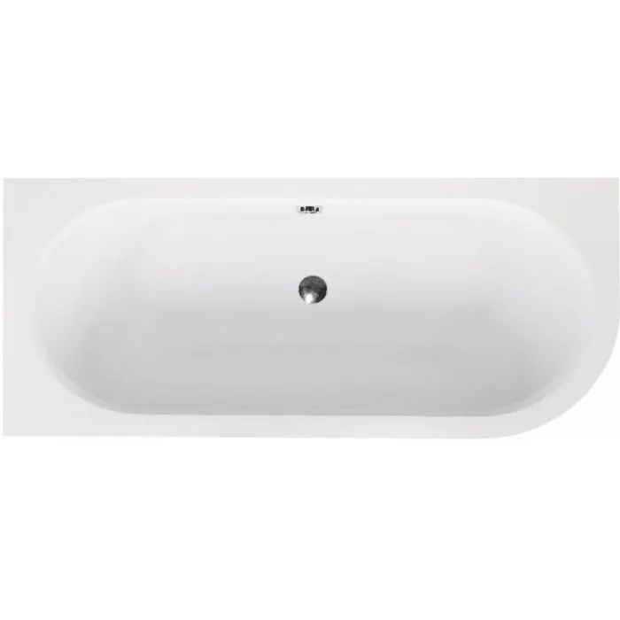 Cada baie asimetrica alba, acril, 160 x 75 cm, orientare stanga, Besco Avita