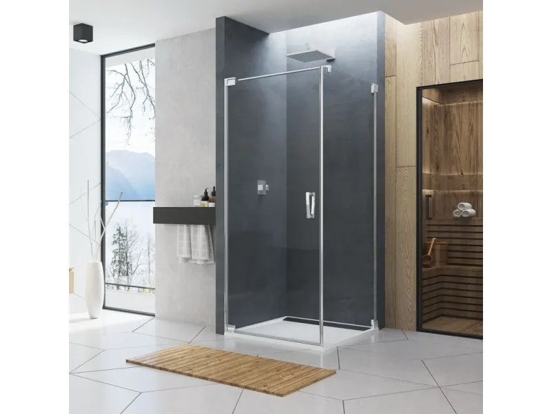 Cabina de dus 100x90 cm cu usa batanta si profil compensator, crom, instalare usa stanga, Ronal Cadura