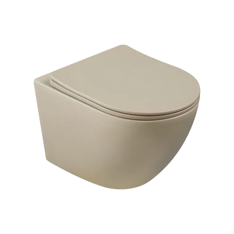Set vas wc culoare cappuccino, spalare vortex, capac softclose si quick release, rotund, Tavro