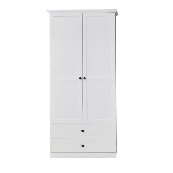 Dulap BRANDSON, 2 usi, 2 sertare, alb, 81x41x196 cm
