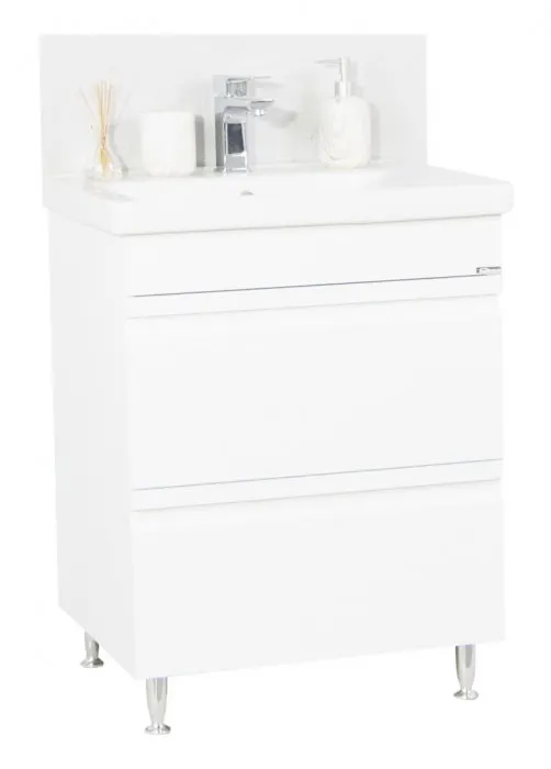 Set Baza front MDF si Lavoar seria 786, cu sertare, 65 cm, alb