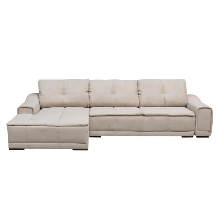 Coltar extensibil OSLO 3S1, cu arcuri si lada depozitare, colt stanga, bej, 360x190x100 cm