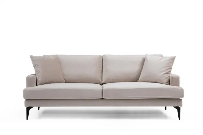 Canapea fixa PAPIRA, 3 locuri, bej, 205x90x88 cm