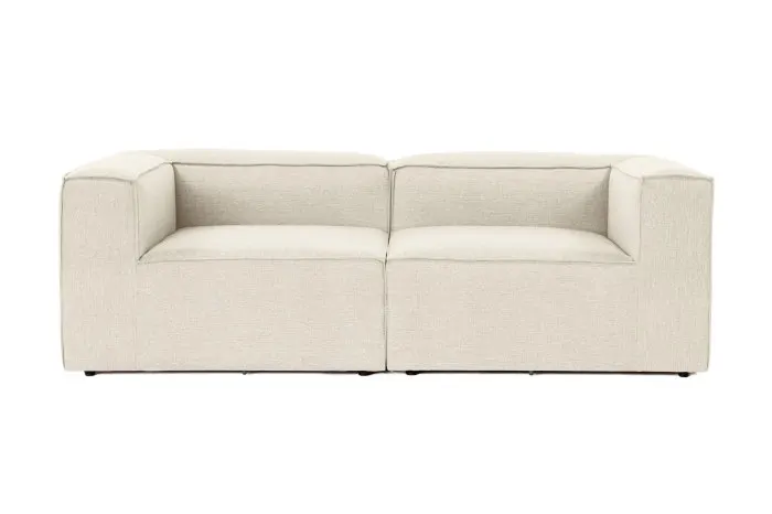 Canapea fixa FORA, 2 locuri, ecru, 214x105x66 cm