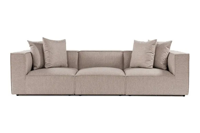 Canapea fixa SORA, 3 locuri, bej nisip, 270x95x65 cm