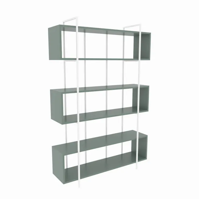 Biblioteca BRUTI, verde + alb, 120x29,6x180 cm