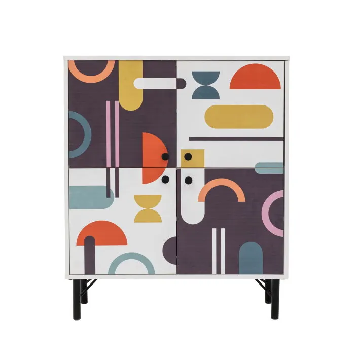 Comoda MULTILUX SIA, alb + maro + mov + mustar, 95x36x111 cm