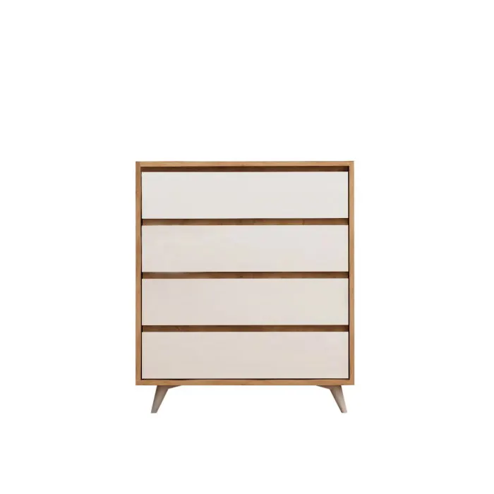 Comoda SUVERA, 4 sertare, stejar + alb, 70x40x86 cm