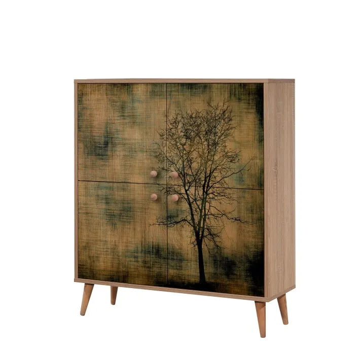 Comoda MULTILUX, 4 usi, stejar sonoma, 95x36x111 cm