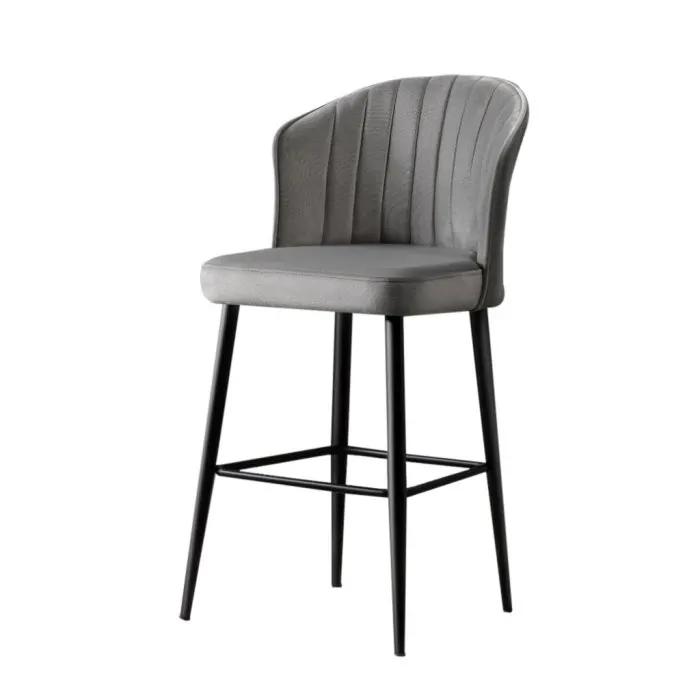 Set 4 scaune de bar RUBI, gri + negru, 52x42x97 cm