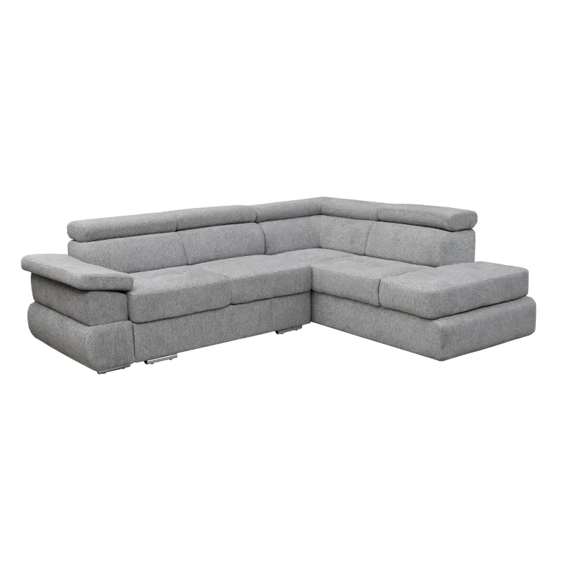Coltar extensibil TIVOLI 2S3, cu arcuri si lada depozitare, colt dreapta, gri deschis, 285x225x90 cm
