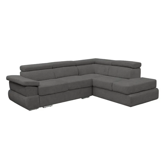 Coltar extensibil TIVOLI 2S3, cu arcuri si lada depozitare, colt dreapta, gri inchis, 285x225x90 cm