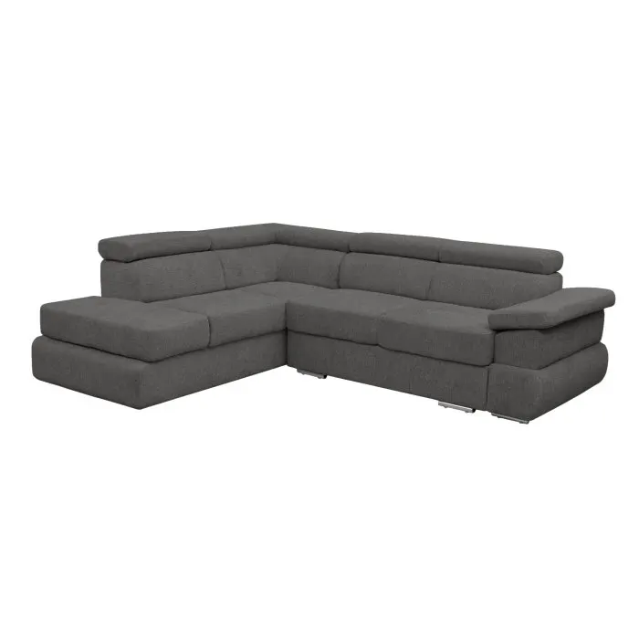 Coltar extensibil TIVOLI 2S3, cu arcuri si lada depozitare, colt stanga, gri inchis, 285x225x90 cm