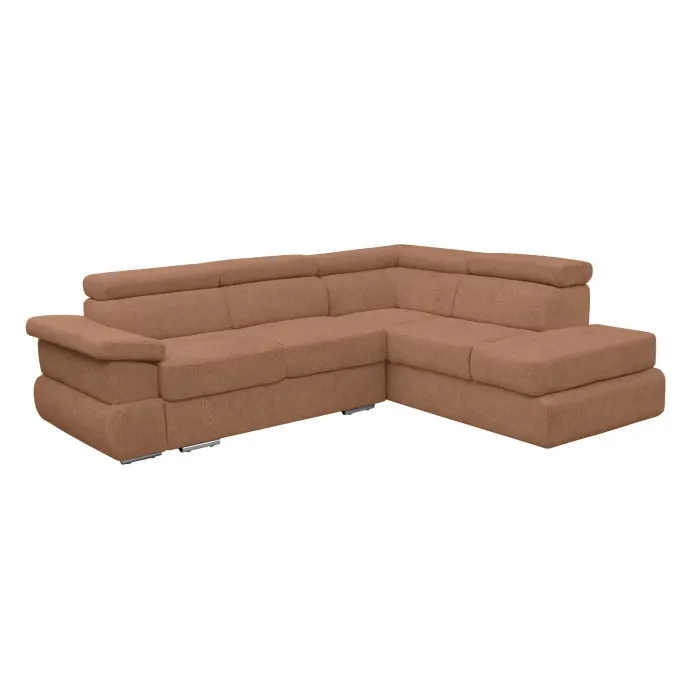 Coltar extensibil TIVOLI 2S3, cu arcuri si lada depozitare, colt dreapta, caramiziu, 285x225x90 cm