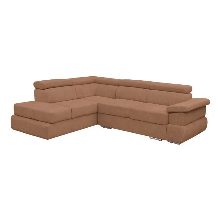 Coltar extensibil TIVOLI 2S3, cu arcuri si lada depozitare, colt stanga, caramiziu, 285x225x90 cm