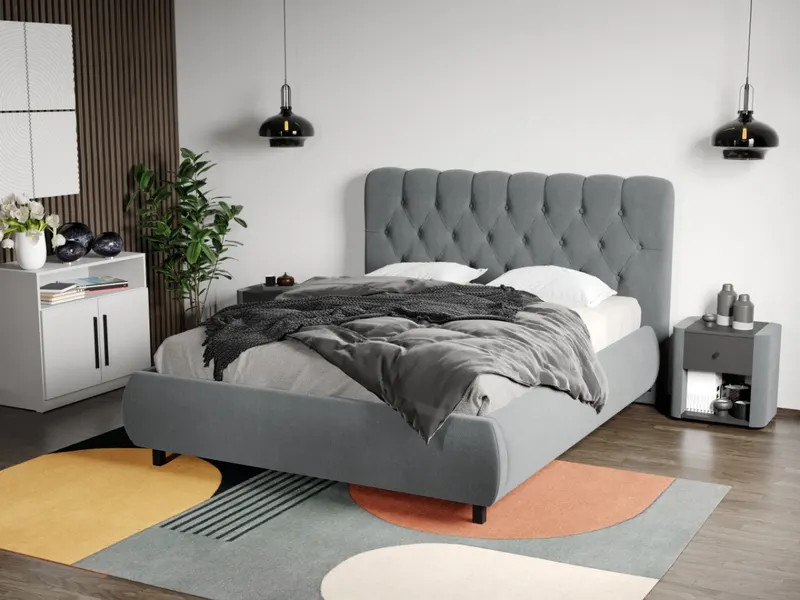 Pat Tapitat Catifea Mega cu somiera fixa Gri - Velluto 16 180x200