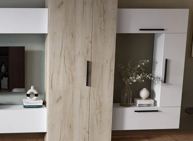 Living Pati 008 - Mobila Sufragerie Alb + Stejar — imaginea 2