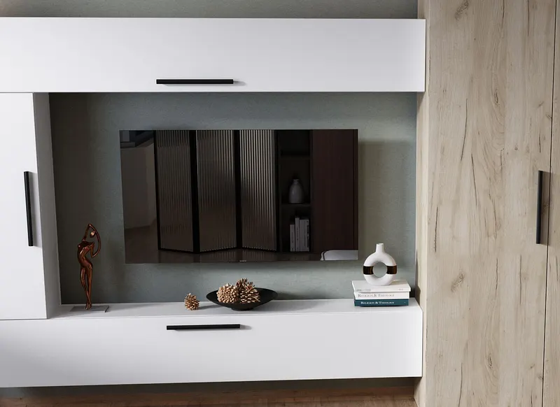 Living Pati 009 - Mobila Sufragerie Alb + Stejar — imaginea 2