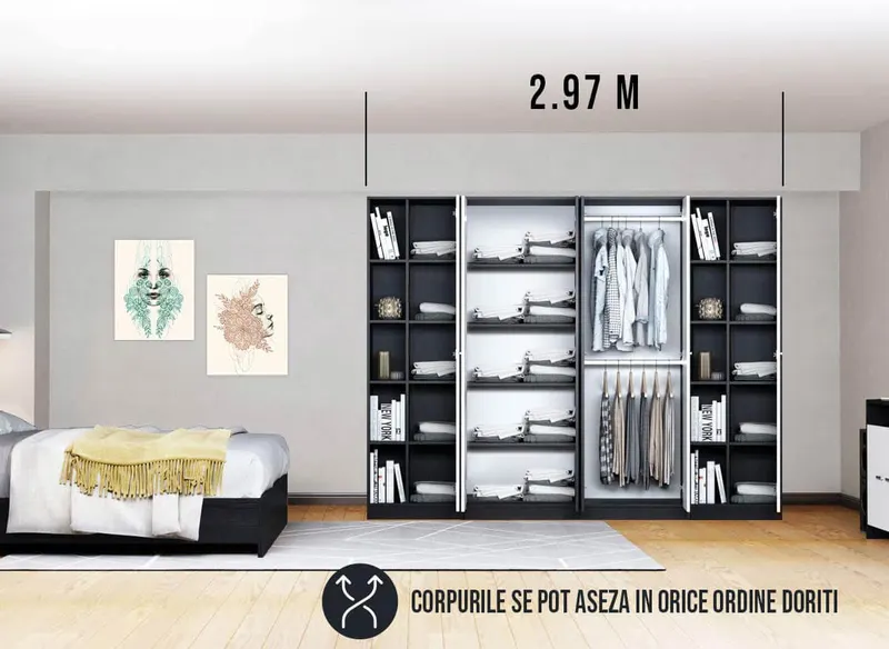 Dressing 2.97m / Dulap Dormitor Mario — imaginea 3