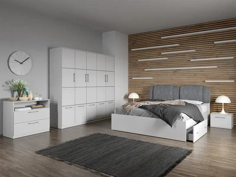 Set dormitor complet Alb cu comoda - Acapulco - C10