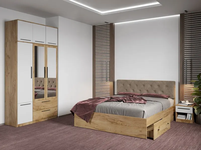 Set dormitor complet Stejar Auriu - Madrid - C71