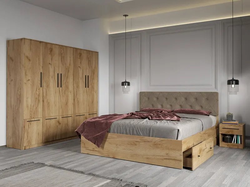 Set dormitor complet Stejar Auriu - Madrid - C17