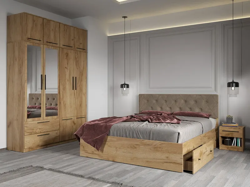 Set dormitor complet Stejar Auriu - Madrid - C15