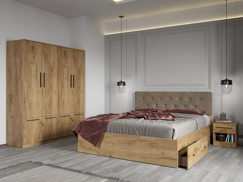 Set dormitor complet Stejar Auriu - Madrid - C09