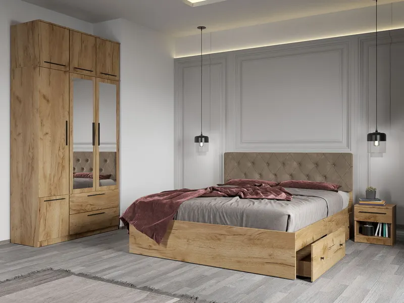 Set dormitor complet Stejar Auriu - Madrid - C07