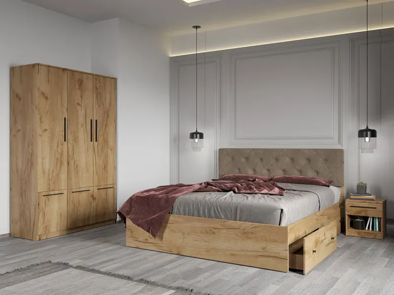 Set dormitor complet Stejar Auriu - Madrid - C01