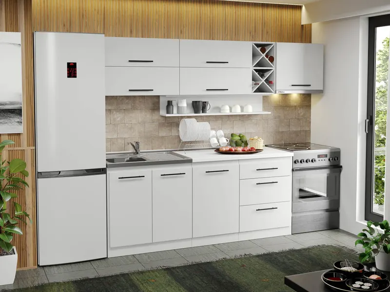 Mobila Bucatarie alba Sofi - 51 - 250 cm