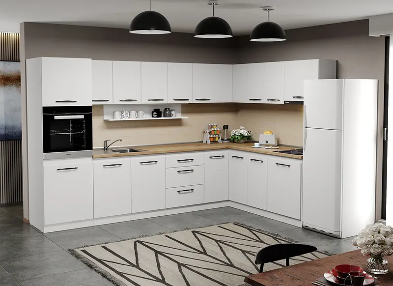 Mobila Bucatarie pe colt alba Aroma - 22 - 320x200 cm